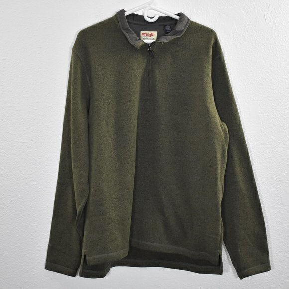 Wrangler Authentics Long Sleeve Fleece‎ Sweater Men's Size Large Color Green GUC - Picture 1 of 4